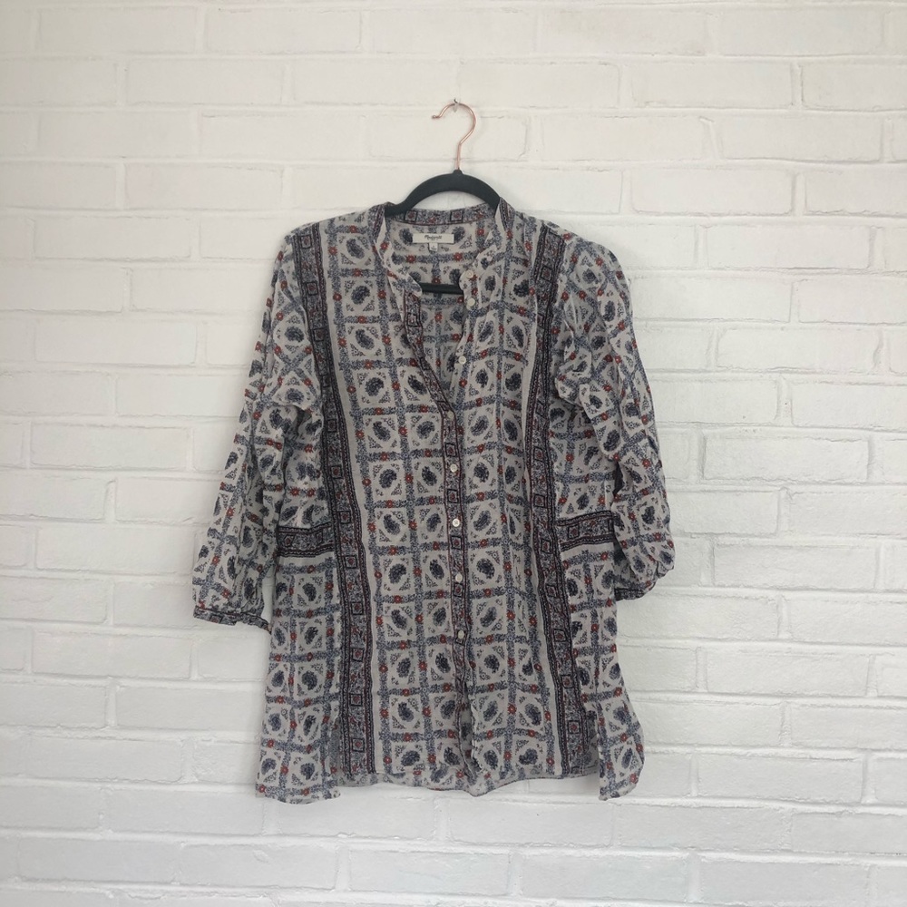 Printed Madewell 3/4 sleeve blouse